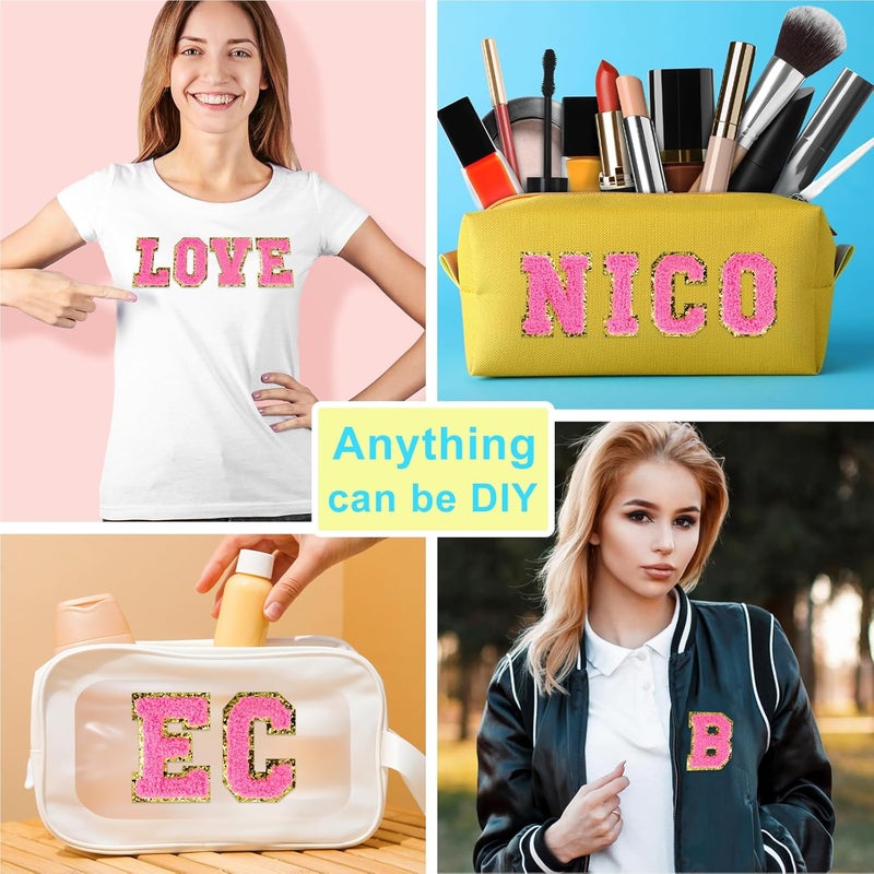 ASTARON 26 Pcs Self Adhesive Letter Patches Chenille Letters Stickers, A-Z Embroidered Applique Patches Alphabet Cloth Patch for Clothes, Bags, Hat, Phone Case, DIY Accessories (Medium Pink) - Image 5